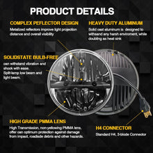 7 inch LED Headlight Round 2PCS E-MARK Approved 6000K Hi/lo Beam lamp Halo, Uni-light J004-2pcs