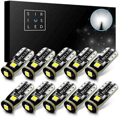 SiriusLED Extremely Bright 3030 Chipset LED Bulbs for Car Interior Dome Map Door Courtesy License Plate Lights Compact Wedge T10 168 194 2825 Xenon White Pack of 10