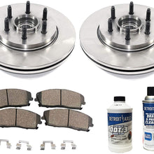 Detroit Axle - Pair (2) Front Disc Brake Kit Rotors w/Ceramic Pads w/Hardware & Brake Kit Cleaner & Fluid for 2004 2005 2006 2007 2008 Ford F-150 2WD 6 Lug - [06-08 Lincoln Mark LT]