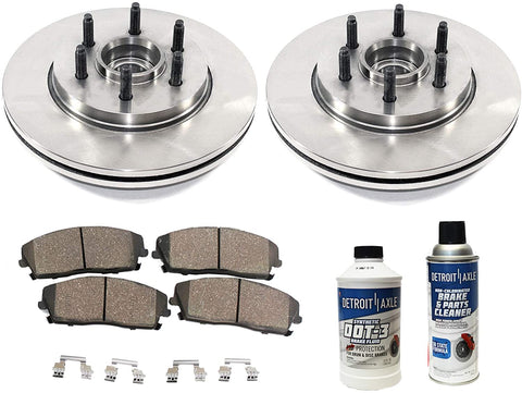 Detroit Axle - Pair (2) Front Disc Brake Kit Rotors w/Ceramic Pads w/Hardware & Brake Kit Cleaner & Fluid for 2004 2005 2006 2007 2008 Ford F-150 2WD 6 Lug - [06-08 Lincoln Mark LT]