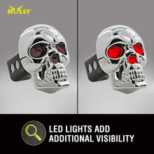 Bully CR-018 Chrome Skull Emblem LED Light Trailer Tow Hitch Receiver Cover with Plug In LED Brake Lights for Chevy, Dodge, GMC, Ford, Toyota, and Others