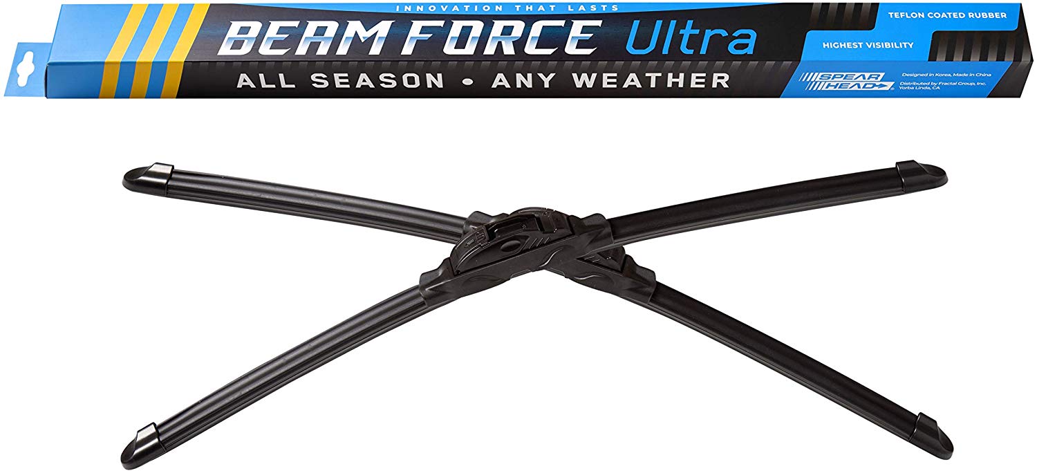 Spearhead Beam Force ULTRA 26”+16” Wiper Blades w/Teflon Rubber for Max Durability, Warranty (Pair)