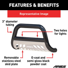 ARIES B35-2005 3-Inch Black Steel Bull Bar, No-Drill, Select Toyota 4Runner