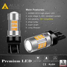 Alla Lighting 7443 LED Bulbs Super Bright T20 Wedge LED 7440 7443 Bulb 54-SMD High Power 4014 Chipsets LED W21W 7443 7440 Amber Yellow Turn Signal Blinker Light Lamp Bulbs Replacement (Set of 2)