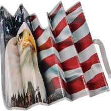 USA Patriotic American Eagle Flag Front Windshield Sun Shade - Accordion Folding Auto Sunshade for Car Truck SUV - Blocks UV Rays Sun Visor Protector - Keeps Your Vehicle Cool - 58 x 28 Inch