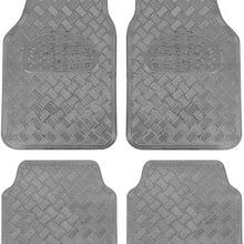 BDK Universal Fit 4-Piece Set Metallic Design Car Floor Mat - Heavy Duty All Weather with Rubber Backing (Carbon)