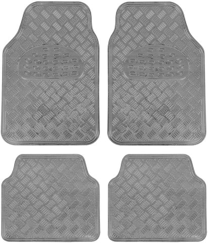 BDK Universal Fit 4-Piece Set Metallic Design Car Floor Mat - Heavy Duty All Weather with Rubber Backing (Carbon)