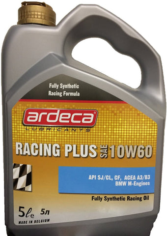 Ardeca Racing Plus 10w-60 Fully Synthetic Motor Oil 5 Liters Made in Belgium