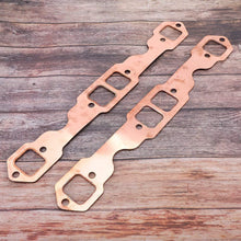Duokon 2pcs Exhaust Gaskets, Square Port Copper Header Exhaust Gaskets Reusable Fit for SBC 327 305 350 383
