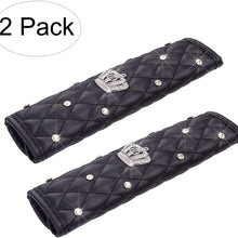 Evankin Auto Seat Belt Pads with Fashion Cute Bling Rhinestones,Exquisite Lattice Design,Soft Leather Stylish, Elegant Car Series Seat Belt Covers for Adults Girls Women Ladies Queen-Crown