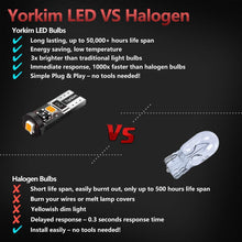 Yorkim 194 Led Bulb Amber Canbus Error Free 3-SMD 2835 Chipsets, T10 Amber Interior Led For Car Dome Map Door Courtesy License Plate Trunk lights with 194 168 W5W 2825 Sockets Pack of 10, Amber Yellow