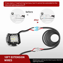 Nilight 2PCS 16 AWG 10 Feet Wiring Harness Extension Kit Wiring Harness Extension for Off Road LED Work Light Bar (10035W)