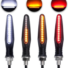 LivTee Super Bright 4PCS Motorcycle Indicators Flowing Turn Signal Brake Lights & Daytime Running Lights 12V for Motorbike Scooter Quad Cruiser Harley Kawasaki Yamaha Suzuki Off Road, White/Red/Amber