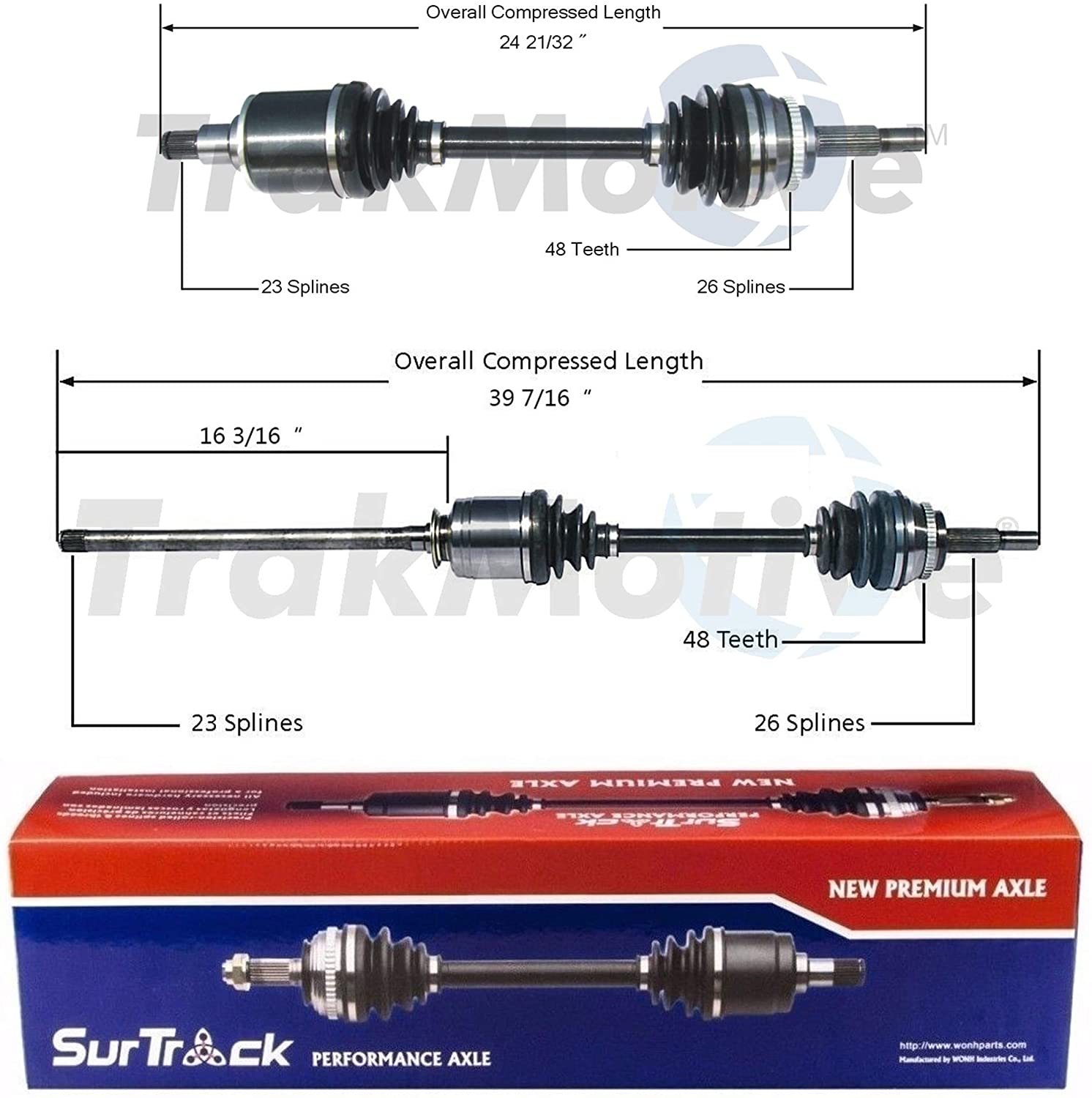 SurTrack Pair Set of 2 Front CV Axle Shafts For Toyota Highlander AWD 2001-2007