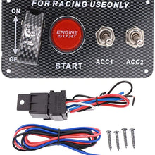Ignition Switch Panel 12V Racing Car Engine Start Push Button Switch Panel Carbon Fiber LED Toggle Switches for Race Car RV Truck 5 in 1