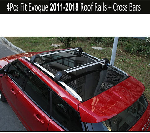 KPGDG Fit for Land Rover Range Rover Evoque 2011-2019 with sunroof 4Pcs Aluminium Roof Rail Roof Rack Cross Bars Crossbar - Black (Black)