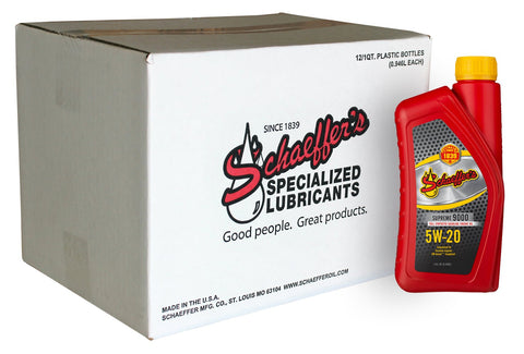 Schaeffer Manufacturing Co. 9004-012 Supreme 9000 Full Synthetic Gasoline Engine Oil, 5W-20, 1 Quart (Pack of 12)