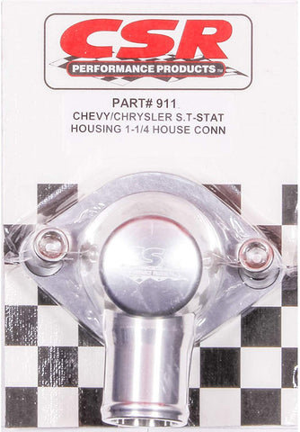 CSR Performance Products 911C Clear Anodized Swivel Style Thermostat Housing for GM and Mopar Engine using 1-1/4