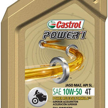 Castrol 06114 POWER 1 4T 10W-50 Synthetic Motorcycle Oil, 1 Quart Bottle, 6 Pack