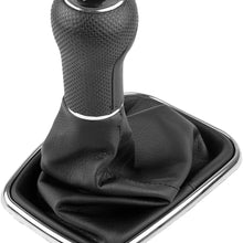 ONEVER 5 Speed Car Gear Shift Knob Gaitor Boot with PU Leather Dustproof Cover Compatible with VW Golf Bora Jetta GTi MK4, Black