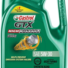 Castrol 03102 GTX High Mileage 5W-30 Synthetic Blend Motor Oil, 5 Quart