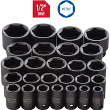 Sunex 2645, 1/2 Inch Drive Impact Socket Set, 26-Piece, Metric, 10mm-36mm, Cr-Mo Alloy Steel, Radius Corner Design, Heavy Duty Storage Case
