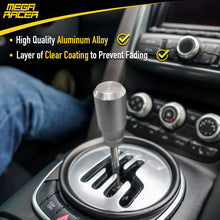Mega Racer Silver Aluminum Shift Knob for Buttonless Automatic and 4, 5 and 6 Speed Manual Transmission Vehicles