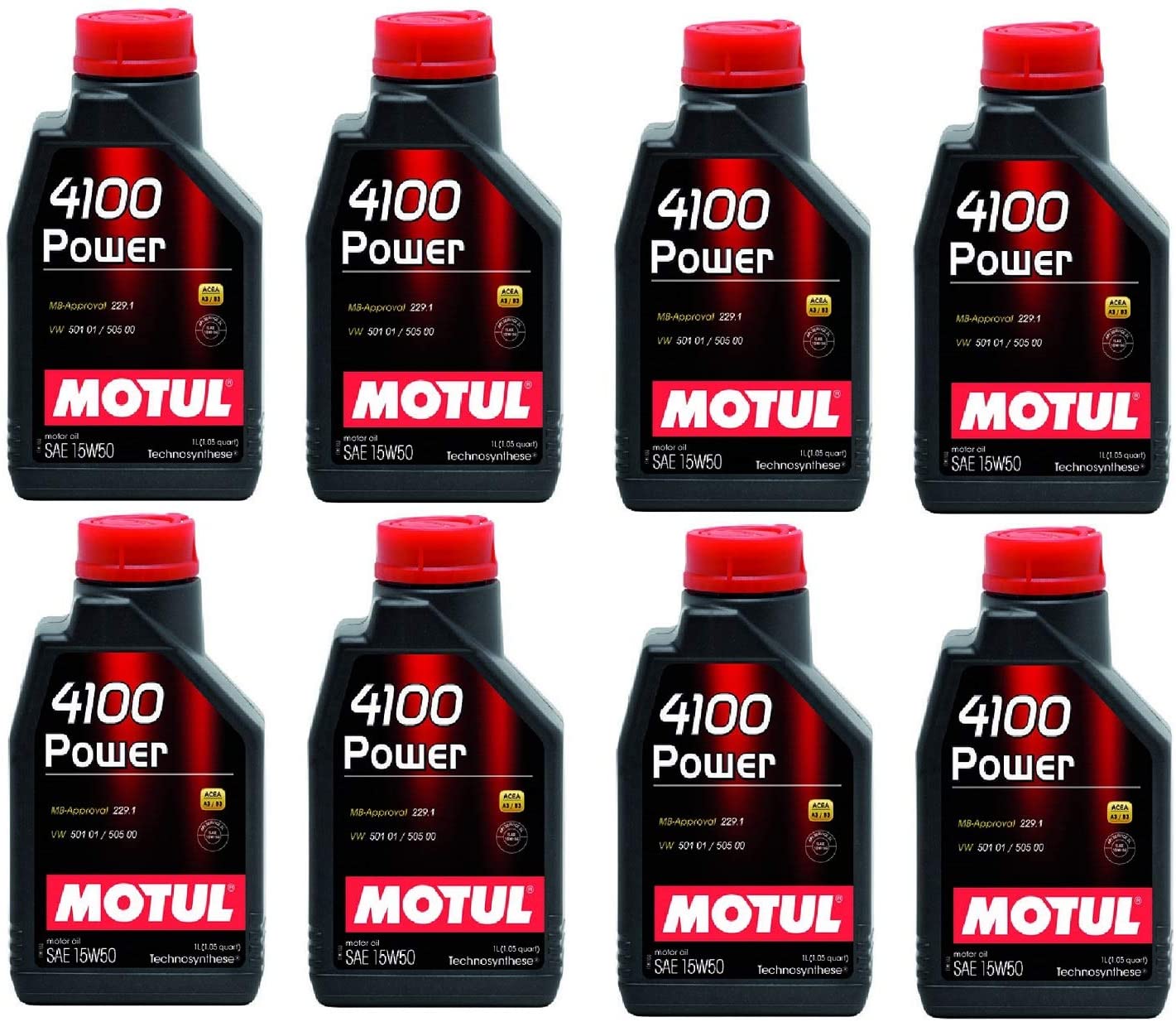 Motul 102773 Set of 8 4100 Power 15W-50 Motor Oil 1-Liter Bottles