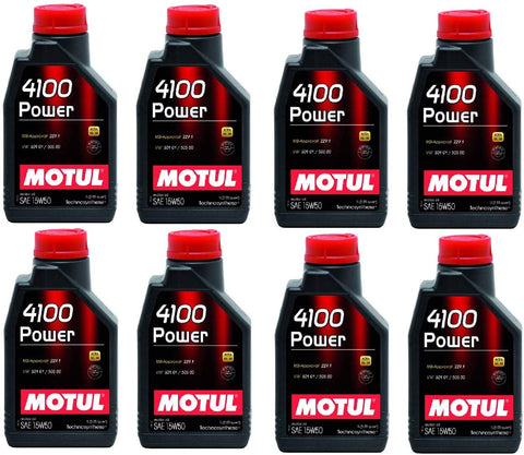 Motul 102773 Set of 8 4100 Power 15W-50 Motor Oil 1-Liter Bottles
