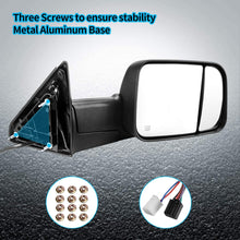 AUTOSAVER88 Towing Mirror Compatible with 2009-2017 Dodge Ram 1500 2500 3500 Pickup, Foldaway Power Heated LED Puddle Signals Tow Mirrors Pair Set with Ambient Temperature Sensor (ATMR0004)