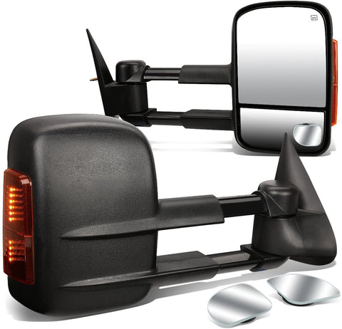 DNA Motoring TWM-001-T888-BK-AM+DM-074 Pair of Towing Side Mirrors + Blind Spot Mirrors
