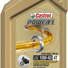 Castrol 06112 POWER 1 4T 10W-40 Synthetic Motorcycle Oil, 1 Quart Bottle, 6 Pack