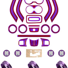 26 PCS Interior Decoration Trim Kit - Steering Wheel&Center Console Cover, Air Outlet Trim, Door Handle Cover Inner,Gear Frame,Copilot Handle Trim For Jeep Wrangler JK JKU 2011-2018 2&4-Door (Purple)