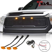 Tidal Replacement Tundra ABS Grille Upper Front Hood Grill - Matte Black - With Amber LED Lights for 14-20 Tundra