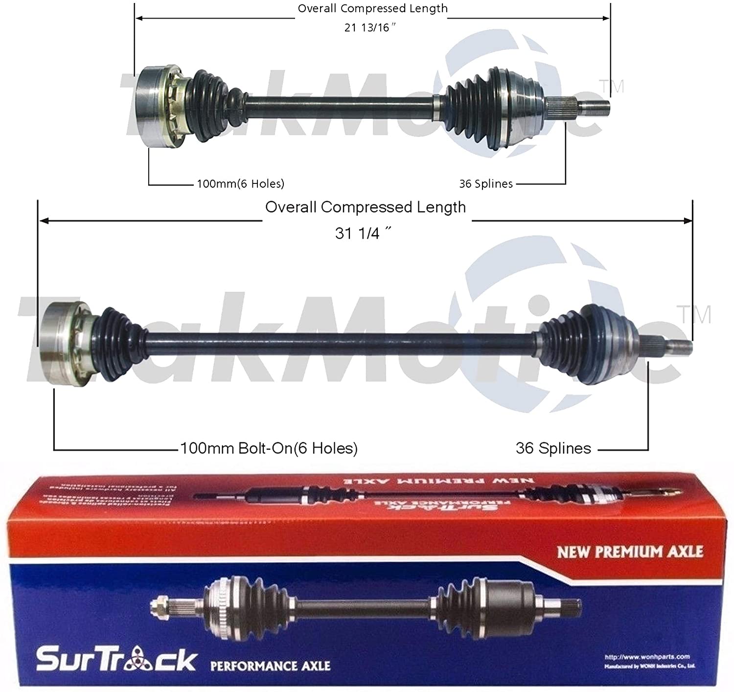 SurTrack Pair Set of 2 Front CV Axle Shafts For VW Corrado Golf Jetta Passat FWD