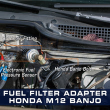 GlowShift Fuel Pressure Banjo Bolt Sensor Adapter for Honda & Acura - Installs to Fuel Filter Housing - Includes 90 Degree Thread Adapter & Copper Crush Washers
