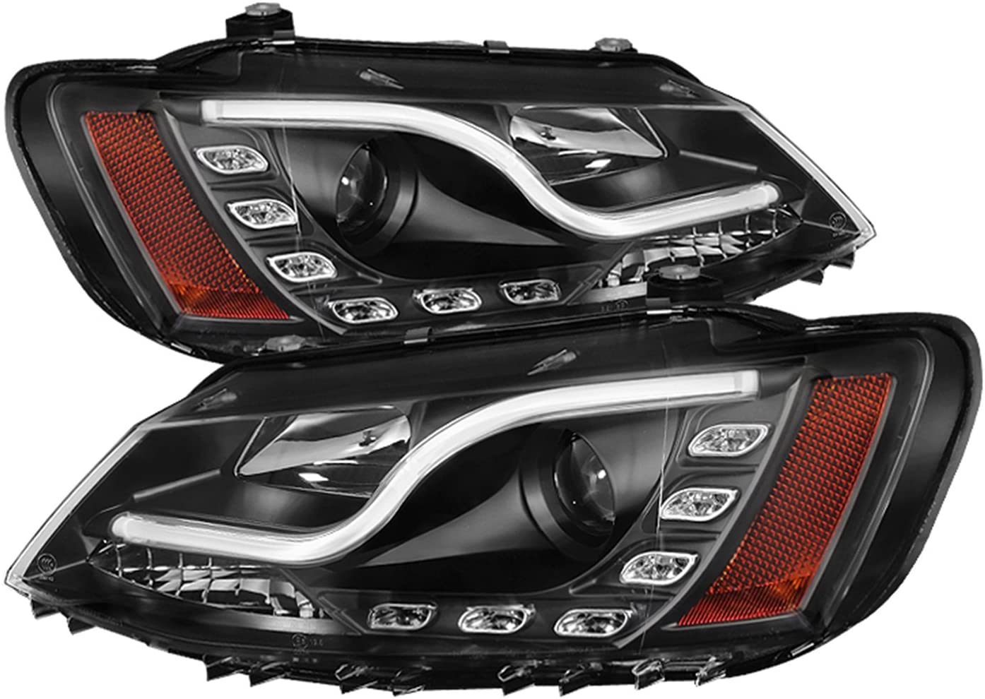 Spyder Auto (PRO-YD-VJ11-LTDRL-BK) Volkswagen Jetta Black Projector Headlight with LED DRL Tube (Black)