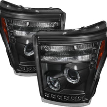 Spyder 5070289 Ford F-250/F-350/F450 Super Duty 11-16 Projector Headlights - LED Halo - DRL - Smoke - High H1 (Included) - Low 9006 (included)