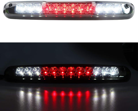 Rear Roof Center LED Third 3rd Brake Cargo Light Replacement for 2007-2013 Chevy Silverado|GMC Sierra 1500, 2007-2014 Chevy Silverado|GMC Sierra 2500 HD 3500 HD (Chrome Housing/Smoke Lens)