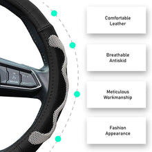FH Group FH2010 Universal Leather Car Steering Wheel Cover (Gray) with Gift – Universal Fit for Cars Trucks & SUVs