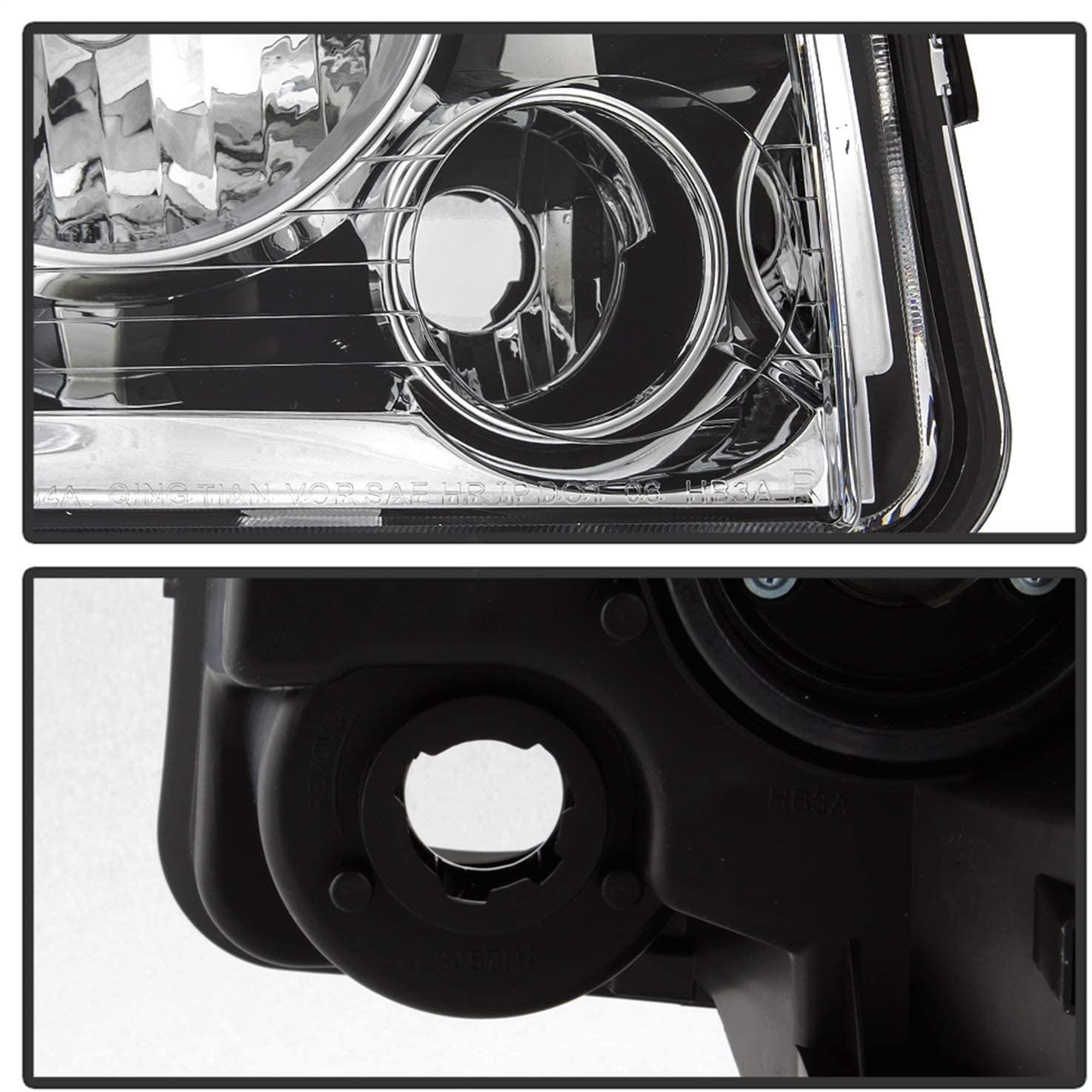 Spyder Auto 9042393 OEM Style Headlights 4 pc. Halogen Model Only Not Compatible With Xenon/HID Model w/Corner Chrome OEM Style Headlights