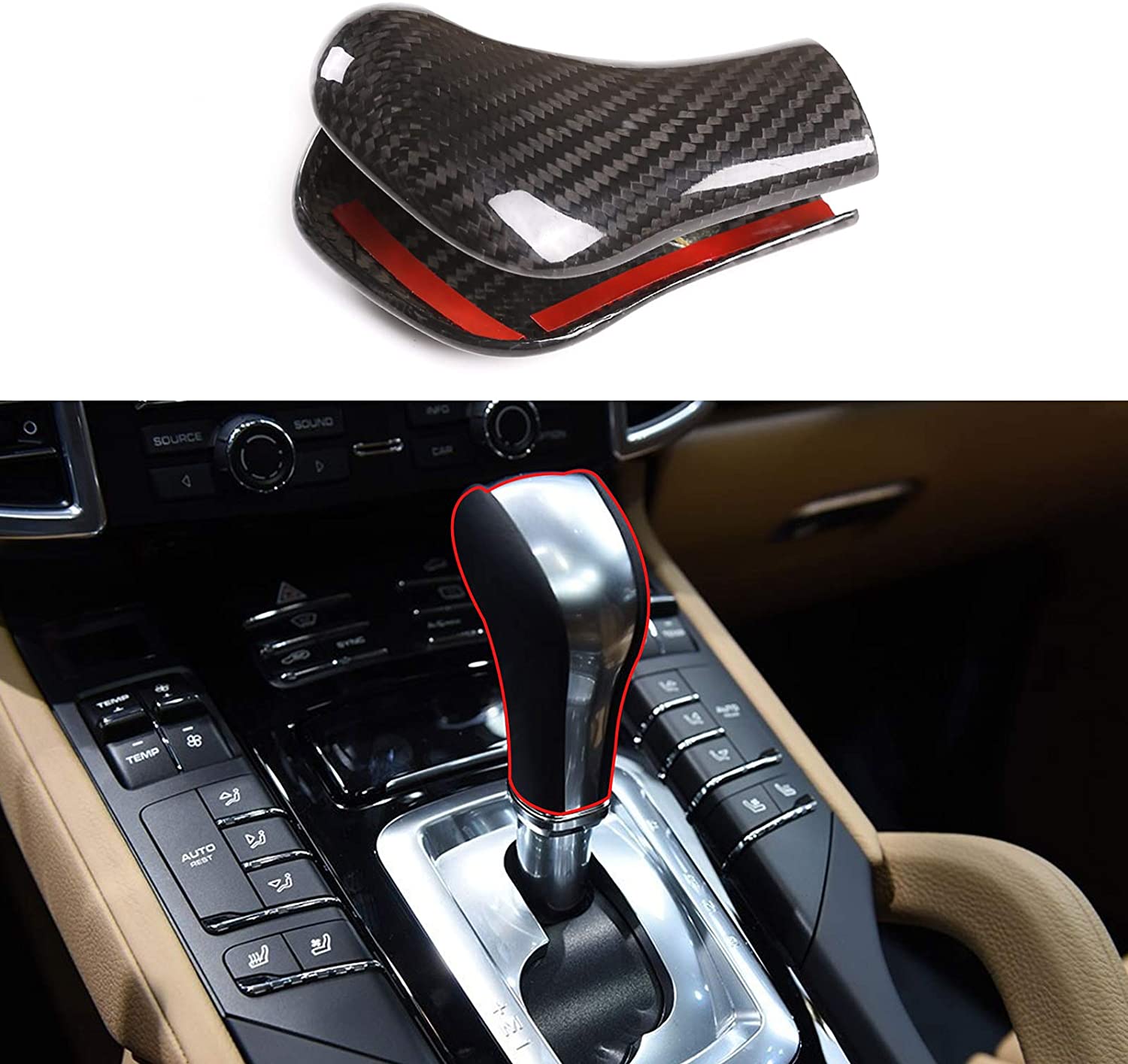 DeSe Real Carbon Fiber Gear Shift Knob Cover for Porsche Cayenne 2011-2017 Accessory
