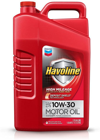 Havoline High Mileage Motor Oil 10W 30, 5 QT.