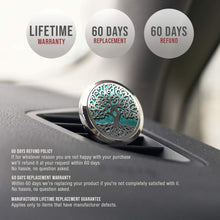 Car Essential Oil Diffuser - 1.5" Magnetic Locket Set with Air Vent Clip - Best for Aromatherapy - Fragrance Air Freshener, Scents Diffusers - Jewelry for Car, Tree of Life