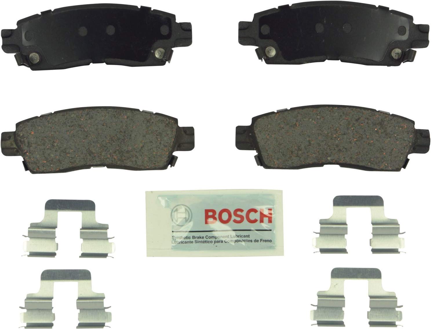 Bosch BE883H Blue Disc Brake Pad Set with Hardware for Select Buick, Cadillac, Chevrolet, GMC, Isuzu, Oldsmobile, Saab, and Saturn Vehicles - REAR