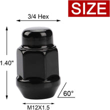 Flycle 20PCS 1.4 inch Black 12x1.5 Closed End Bulge Acorn Lug Nuts - Cone Seat - 19mm Hex Wheel Lug Nut for Acura Integra Buick Cadillac Chevrolet Chrysler Dodge Ford GMC Honda Hyundai Lexus