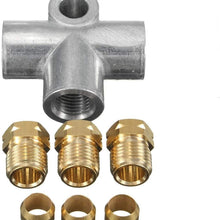 WHWEI New Silver 3 Way T Piece Tee Brake Pipe with 3 M10 Male Nuts Short Metric Copper 3/16 10mm Inch Distributor Replacement Parts