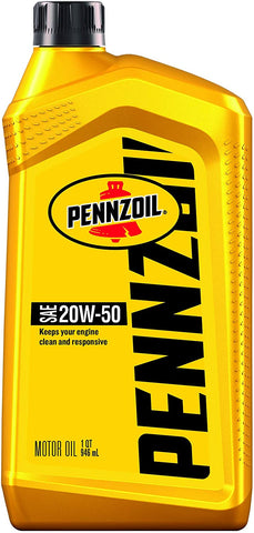 Pennzoil (550035074-6PK) SAE 20W-50 Motor Oil - 1 Quart, (Pack of 6)