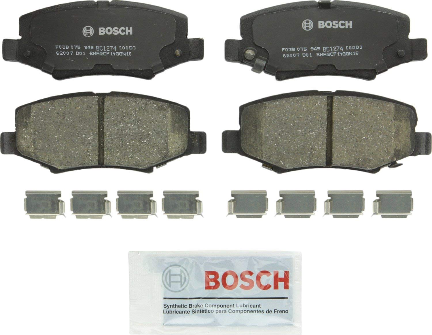 Bosch BC1274 QuietCast Premium Ceramic Disc Brake Pad Set For Dodge: 2007-2010 Nitro; Jeep: 2008-2012 Liberty, 2007-2017 Wrangler; Rear