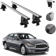Roof Rack Cross Bars Lockable Luggage Carrier Smooth Roof Cars | Fits Infiniti Q70 2014-2019 Black Aluminum Cargo Carrier Rooftop Bars | Automotive Exterior Accessories